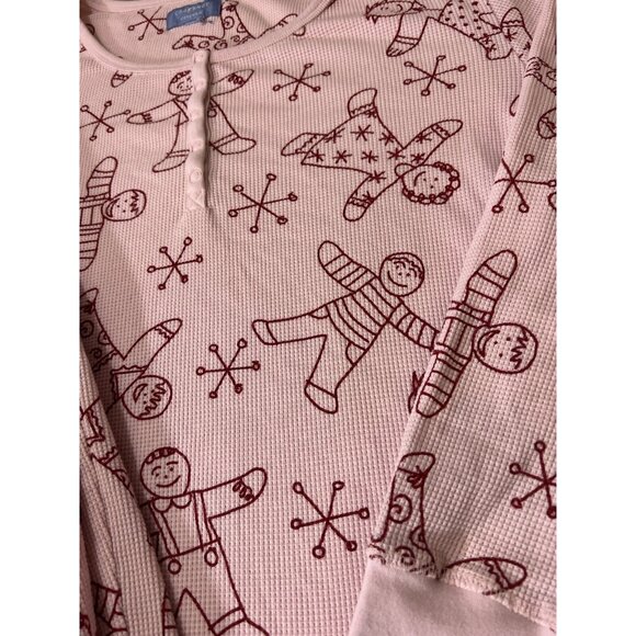 Cabernet Women’s Thermal Size Large Gingerbread Man Pajama Set Pink Christmas ￼ - Picture 2 of 12